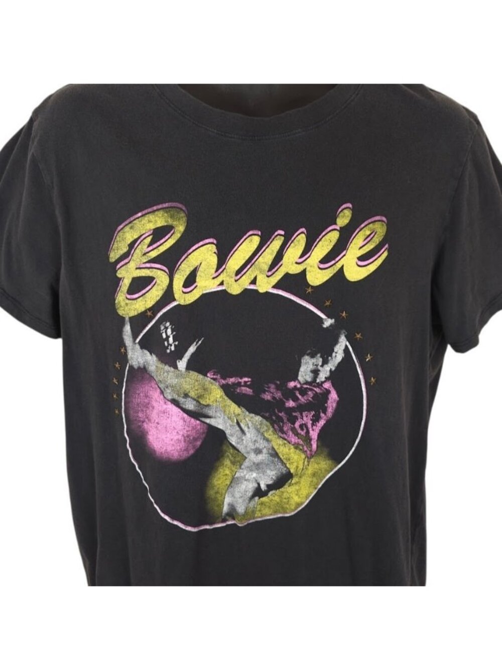 David Bowie T Shirt Womens Size XL Black Ziggy Stardust Studded Band Tee